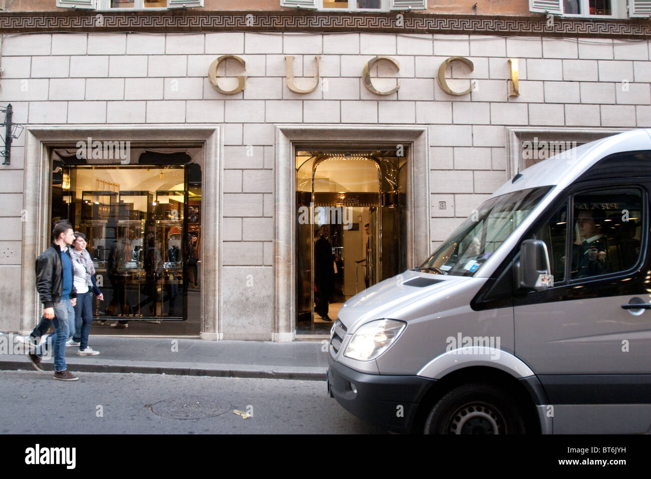 Gucci via Condotti fashion shop shopping Rome street store window entrance  accessories fashion people person tourists exterior Stock Photo - Alamy