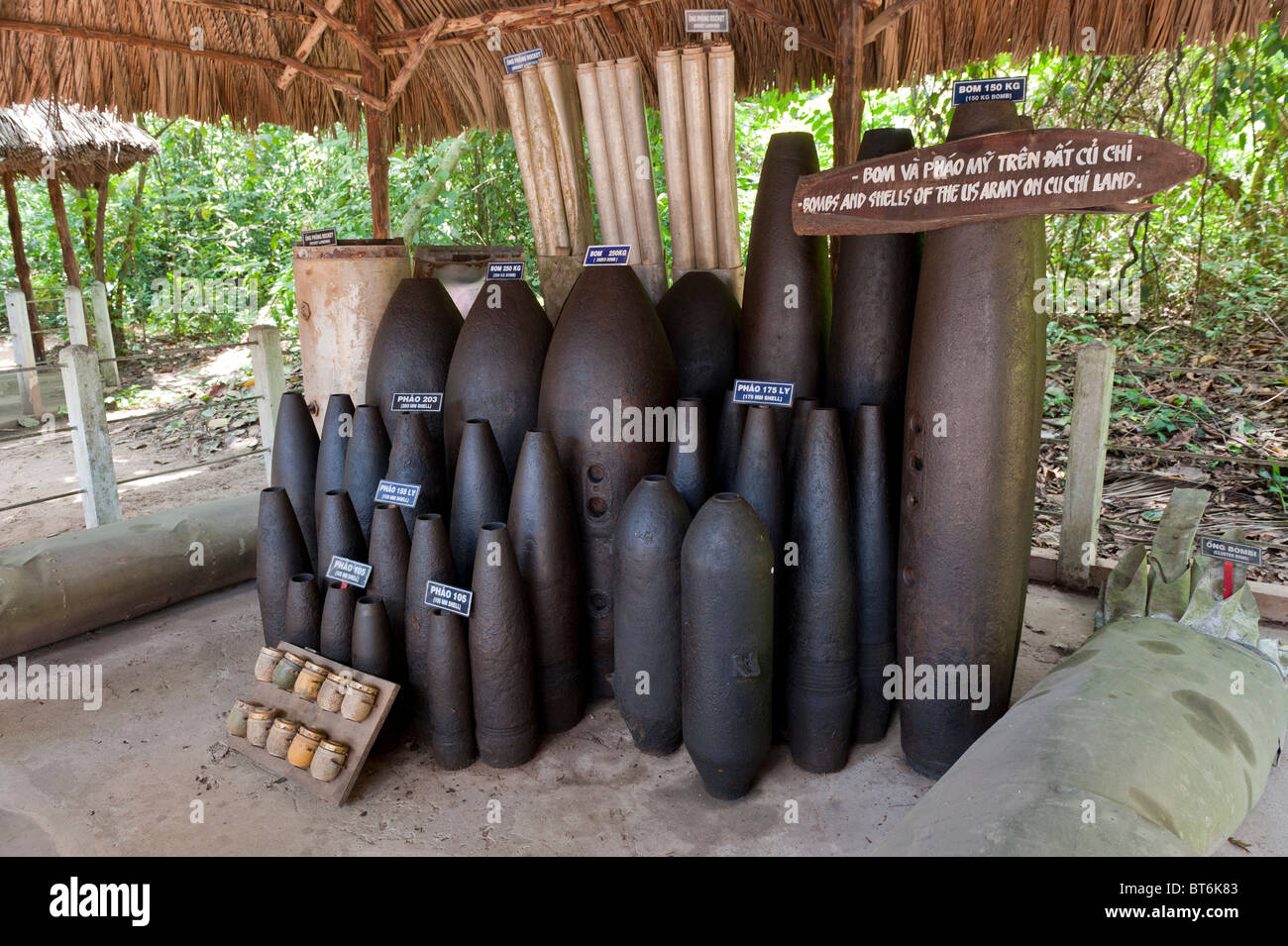 American and Vietnamese Ordnance on Display at the Cu Chi Tunnel
