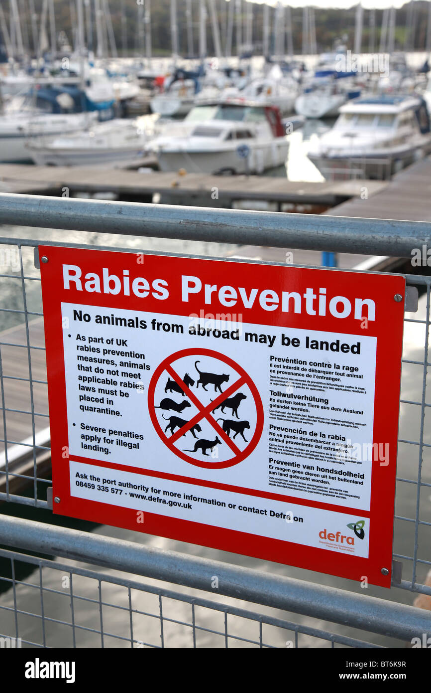 Rabies prevention sign for the UK. Stock Photo