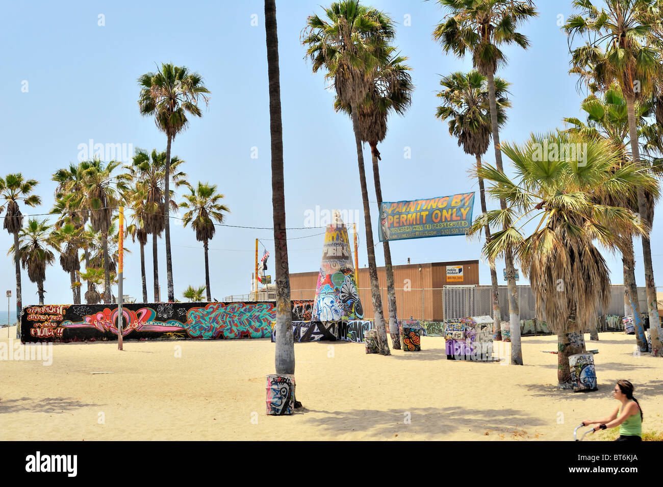 Graffiti is encouraged on the Public Art Wall in Venice Beach Los Angeles California