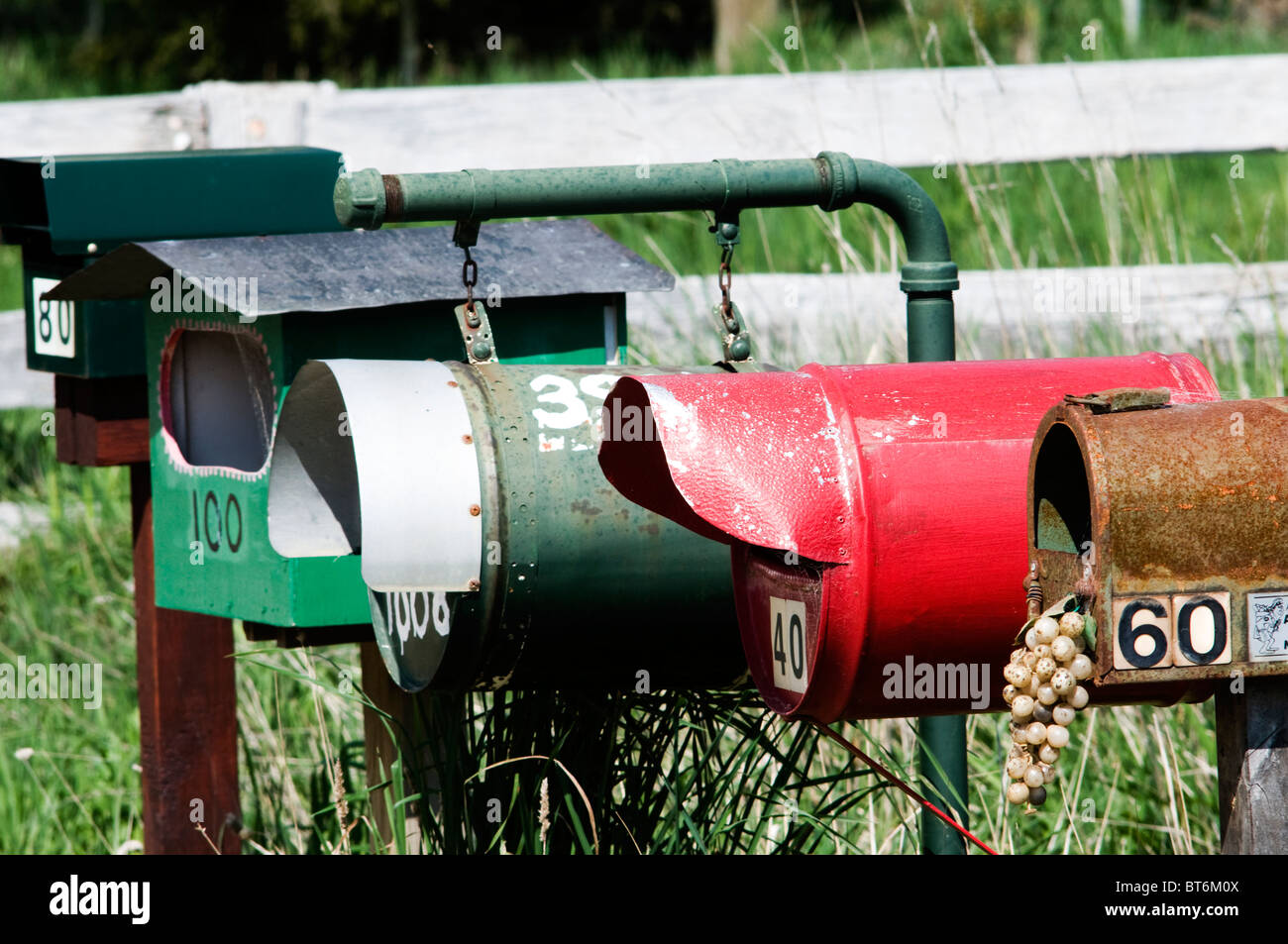 farm letterboxes near Daylesford, Victoria, Australia Stock Photo