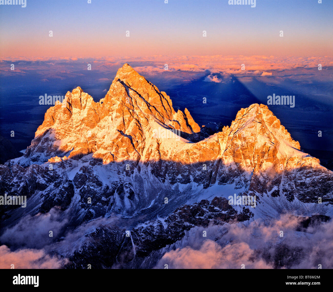 Grand Teton rising above the Clouds at Sunset, Grand Teton National
