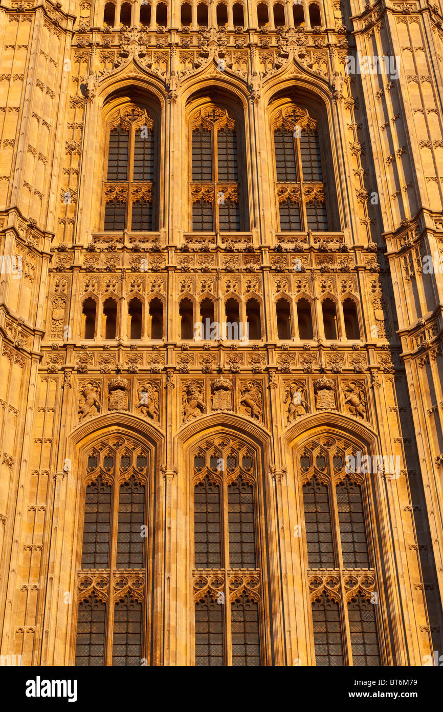 Detail of the Victoria Tower at the Houses of Parliament, London, UK Stock Photo