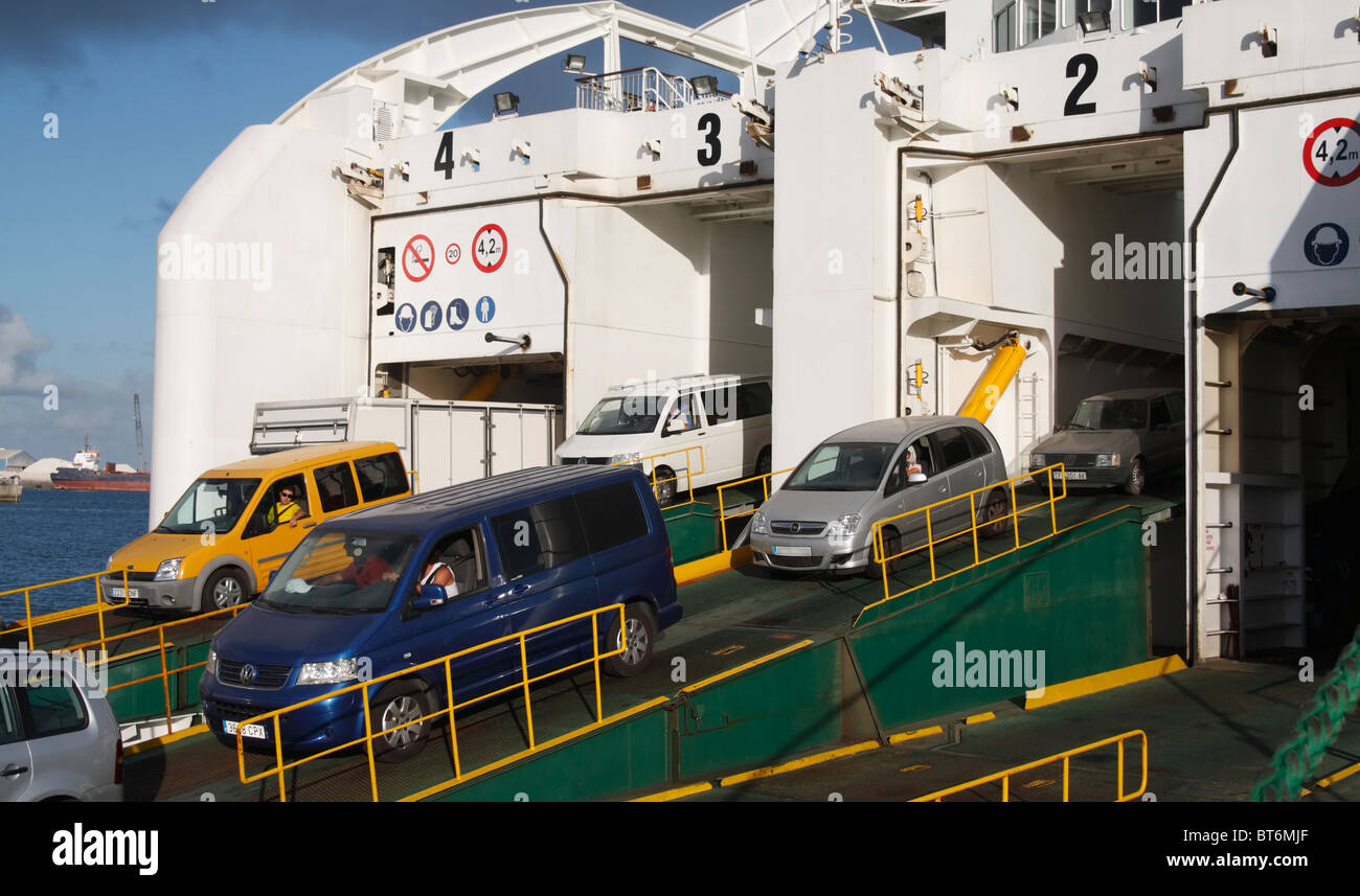 Cars on inter island ferry in the Canary islands Stock Photo