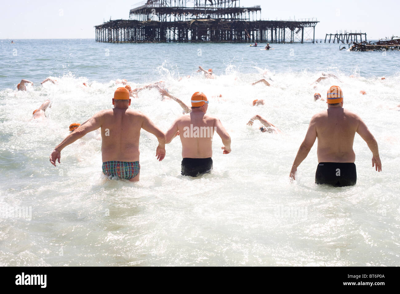 Sea swimming competition ,Brighton Stock Photo Alamy