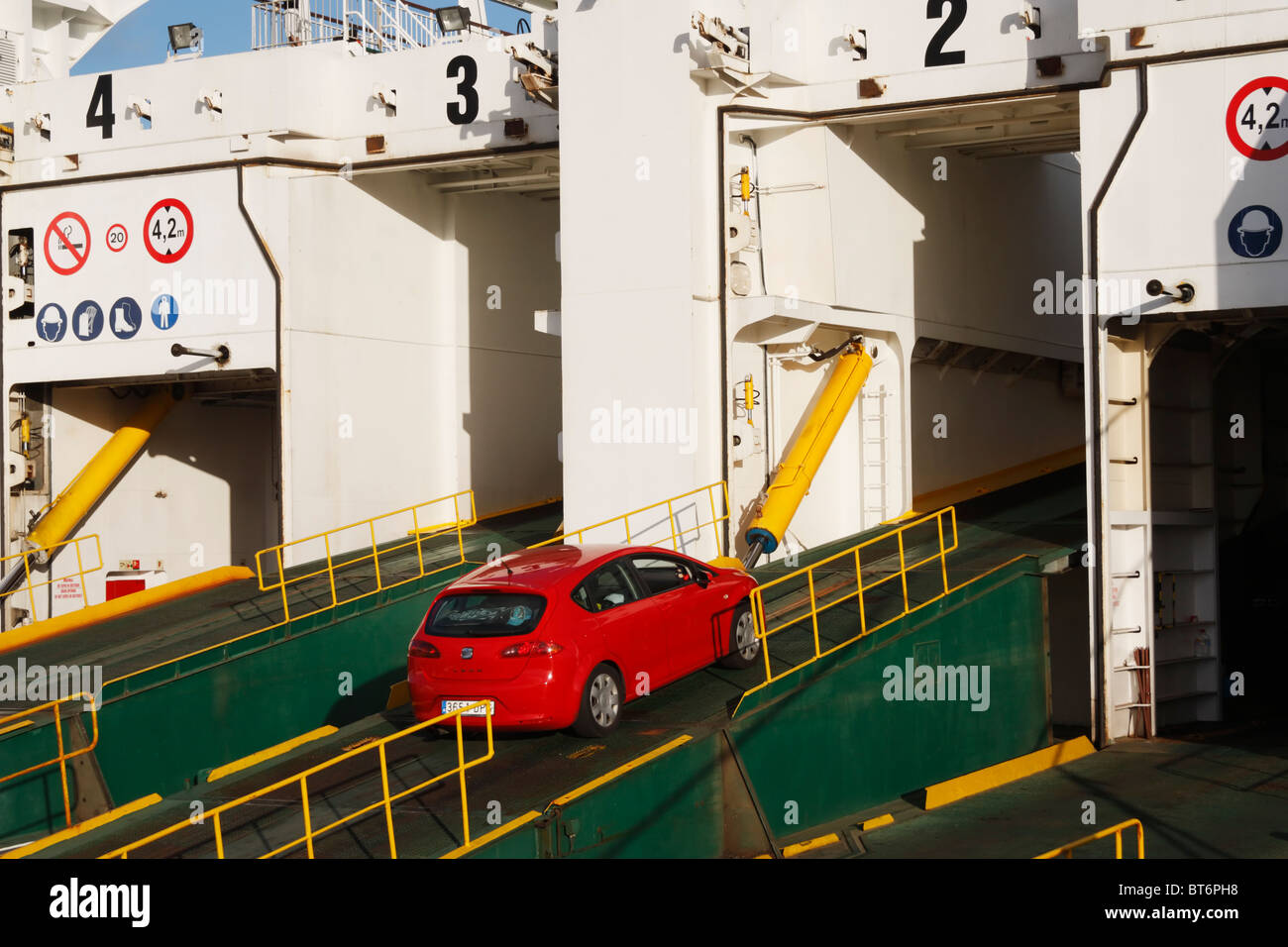Car on inter island ferry in the Canary islands Stock Photo