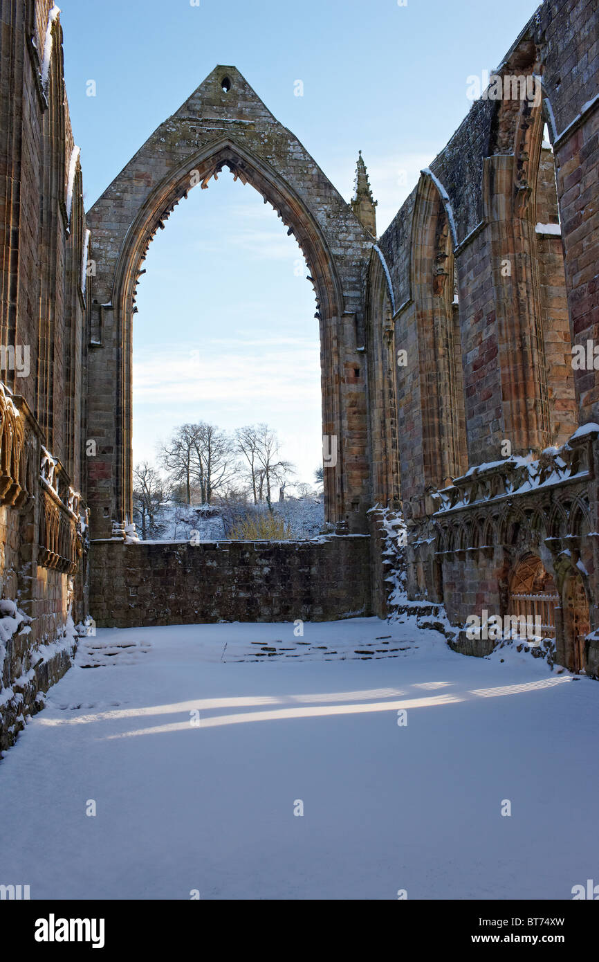 Bolton Priory at Bolton Abbey, North Yorkshire. Winter Stock Photo