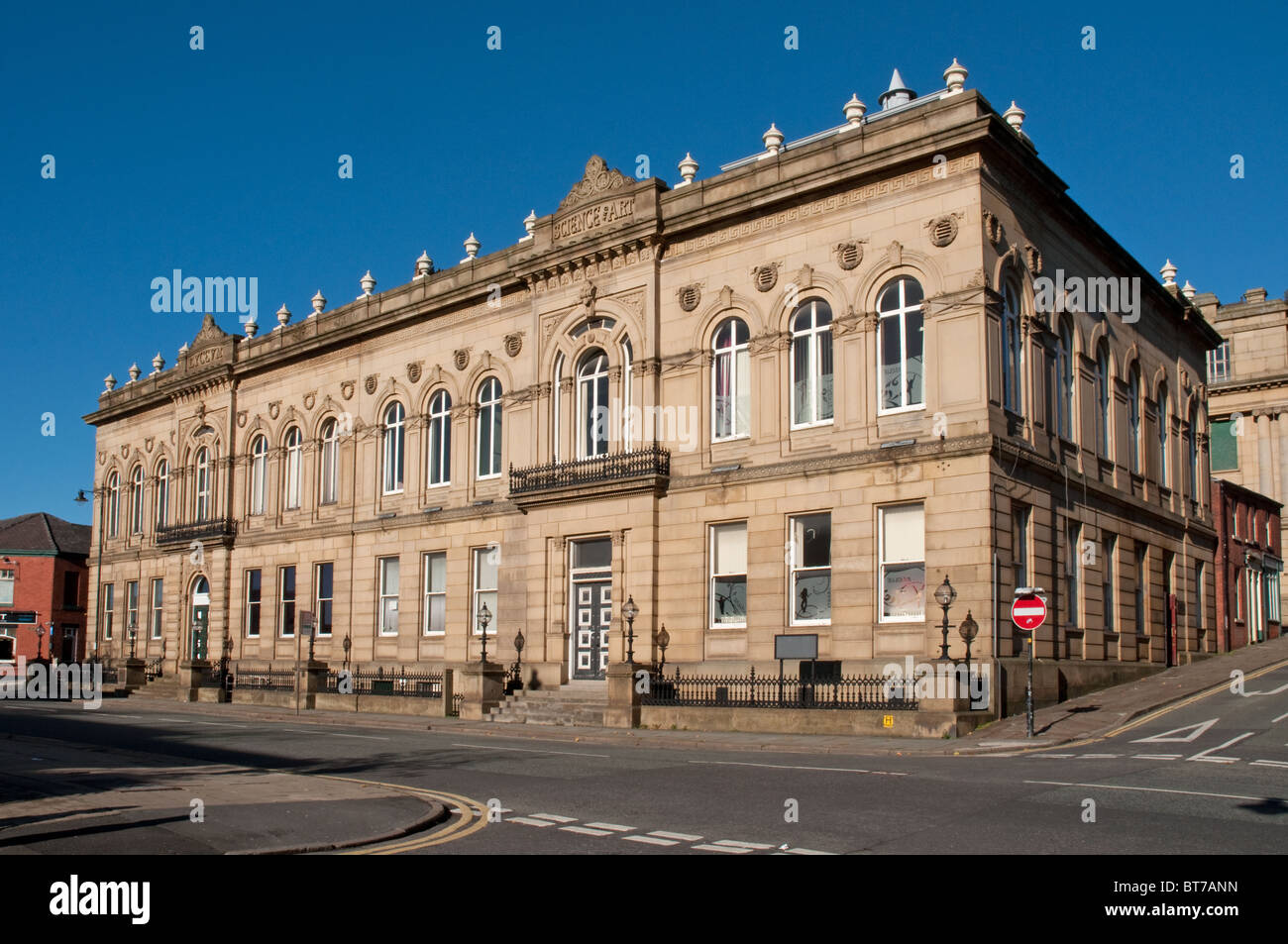 The Lyceum Oldham,Grade II listed opened in 1856 included reading rooms,library and class rooms.refurbished in 1989. Stock Photo