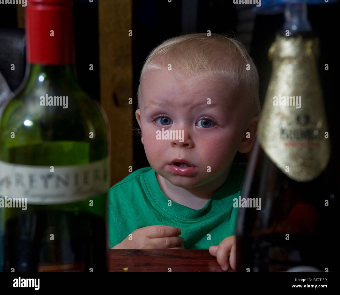 baby in a bar 12 month old baby boy bemused at a bar Stock Photo Alamy