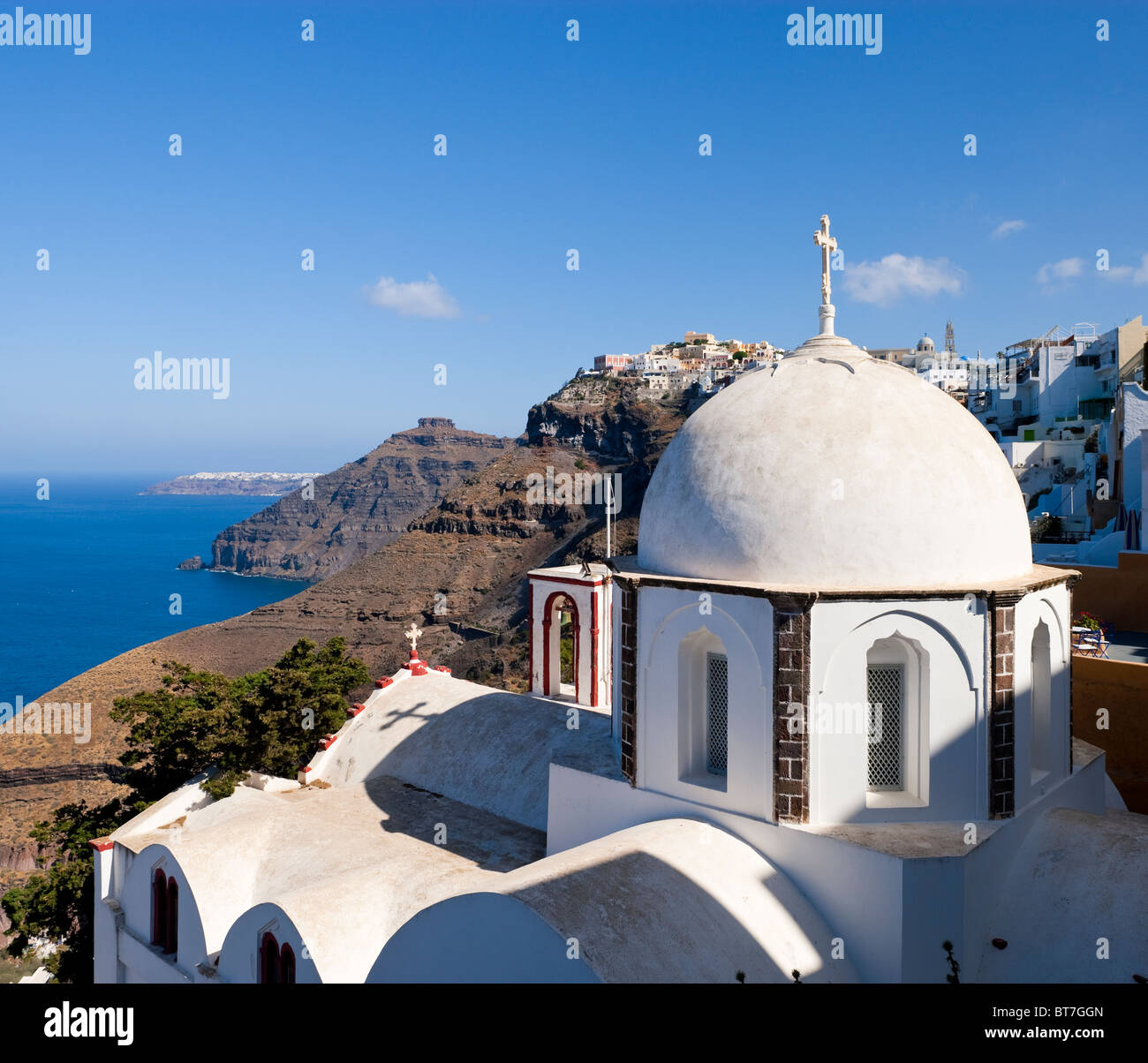 Church Dome Fira (Thira) Santorini Cyclades Islands Greece Stock Photo