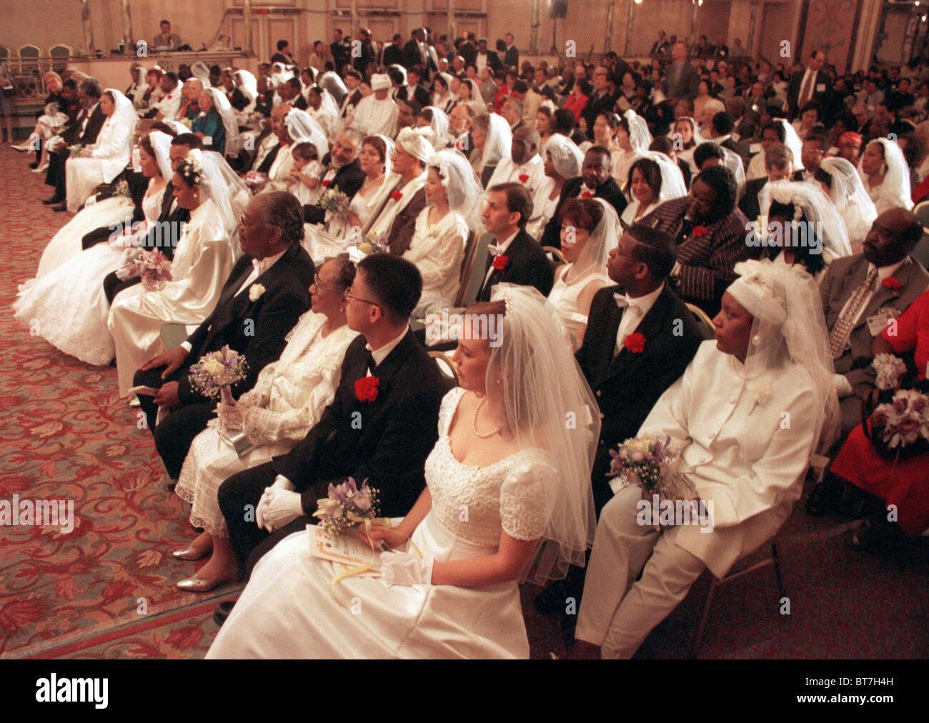 A mass wedding and renewal of vows by the Rev. Sun Myung Moon at the New York Hilton Stock Photo