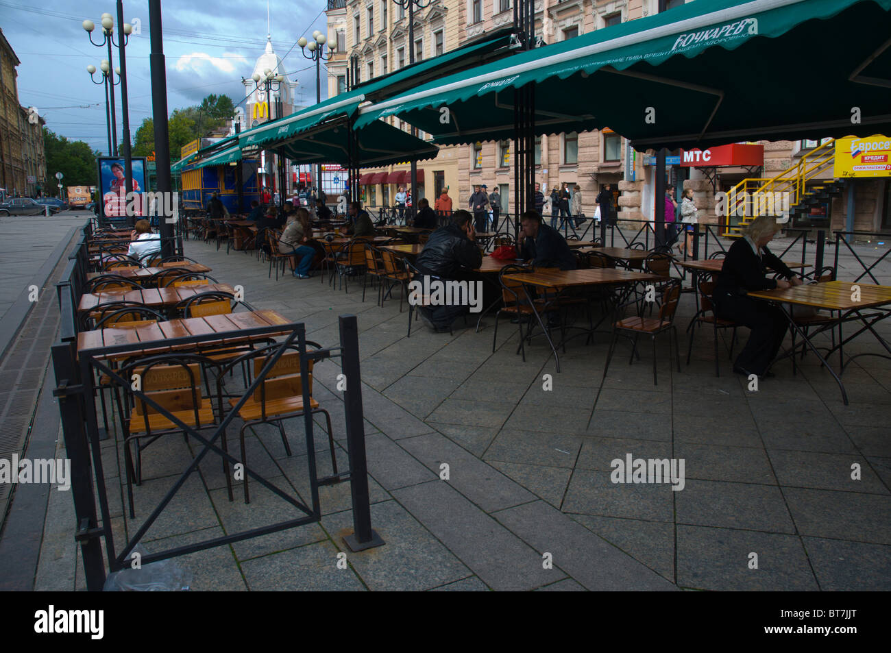 Cafe terrace in Vasilievsky island St Petersburg Russia Europe Stock Photo