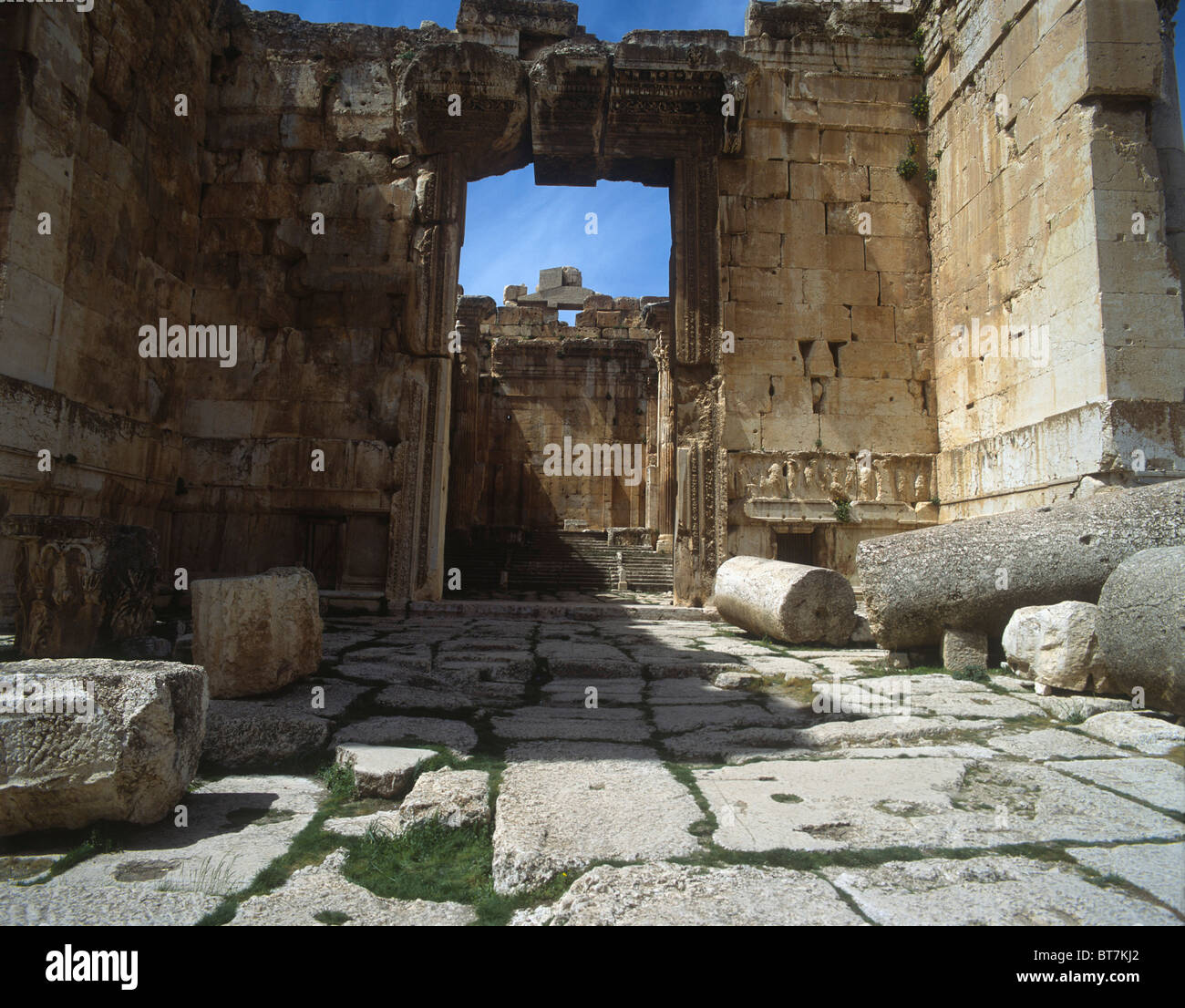 Lebanon Baalbek the Temple of Bacchus entrance to cella Stock Photo