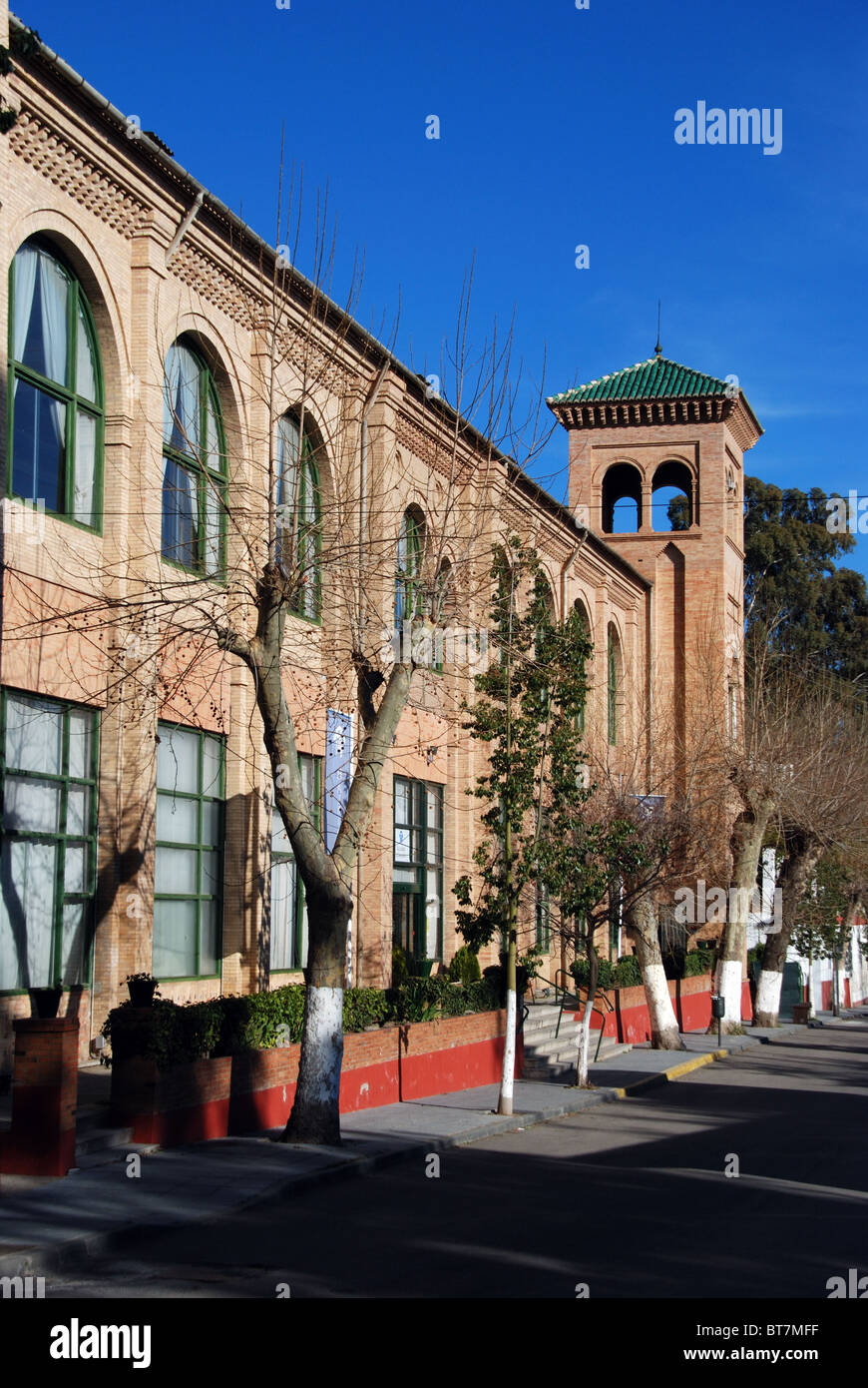 Public building with tower, Lanjaron, Las Alpujarras, Granada Province, Andalucia, Spain, Western Europe. Stock Photo