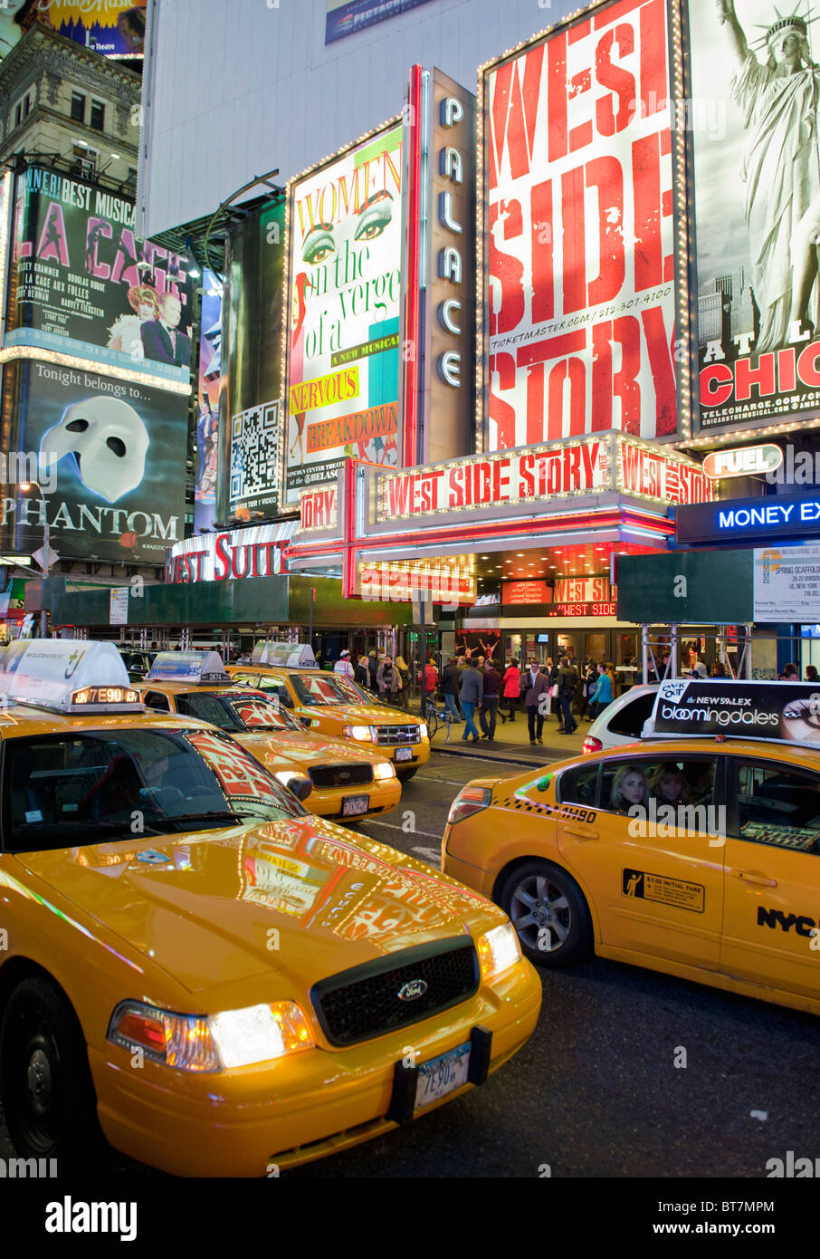 Night view of Times Square on Broadway in Manhattan New York City USA Stock Photo