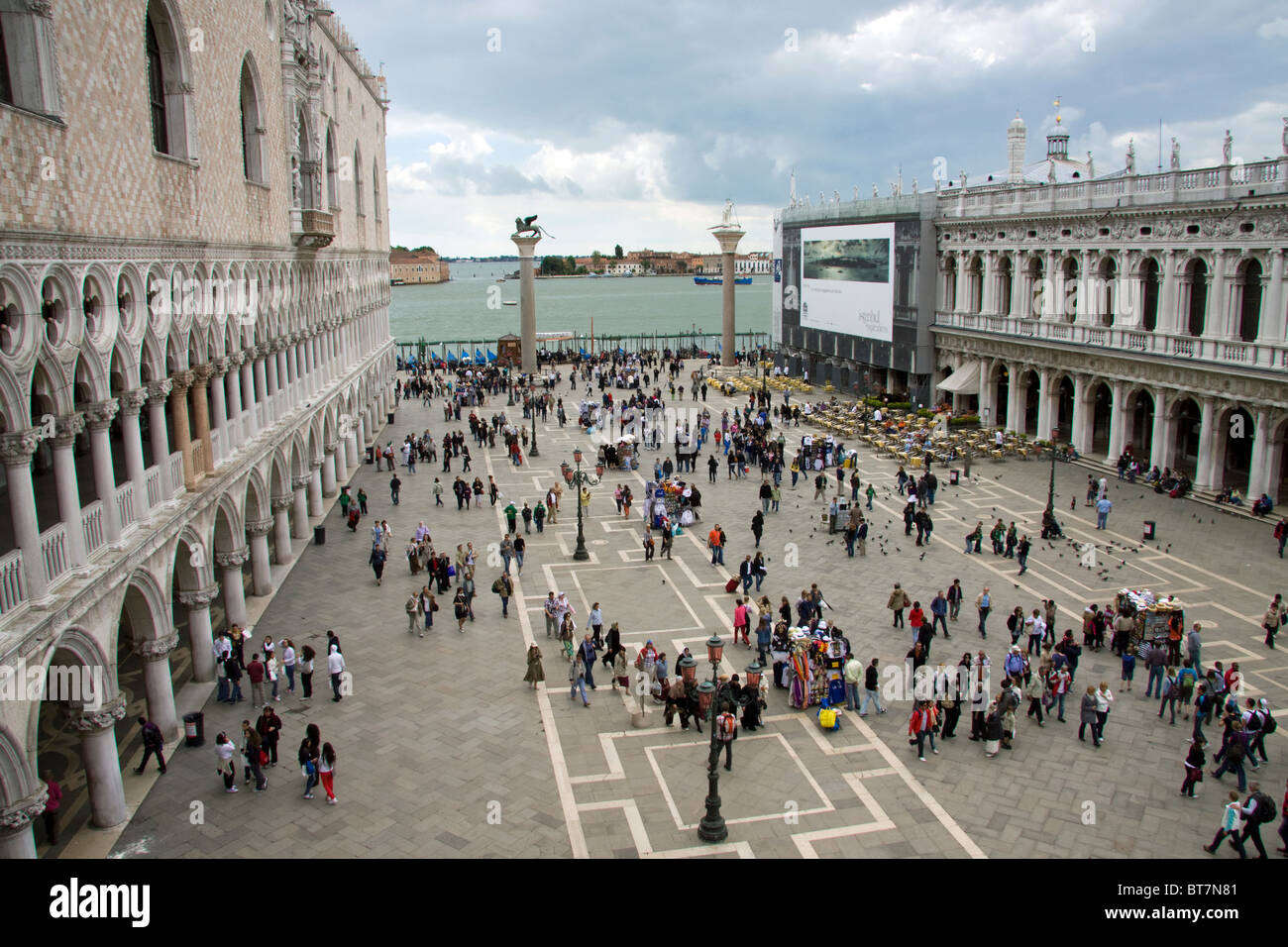 Doge's Palace and the National Library in St Mark's Square Venice. Stock Photo