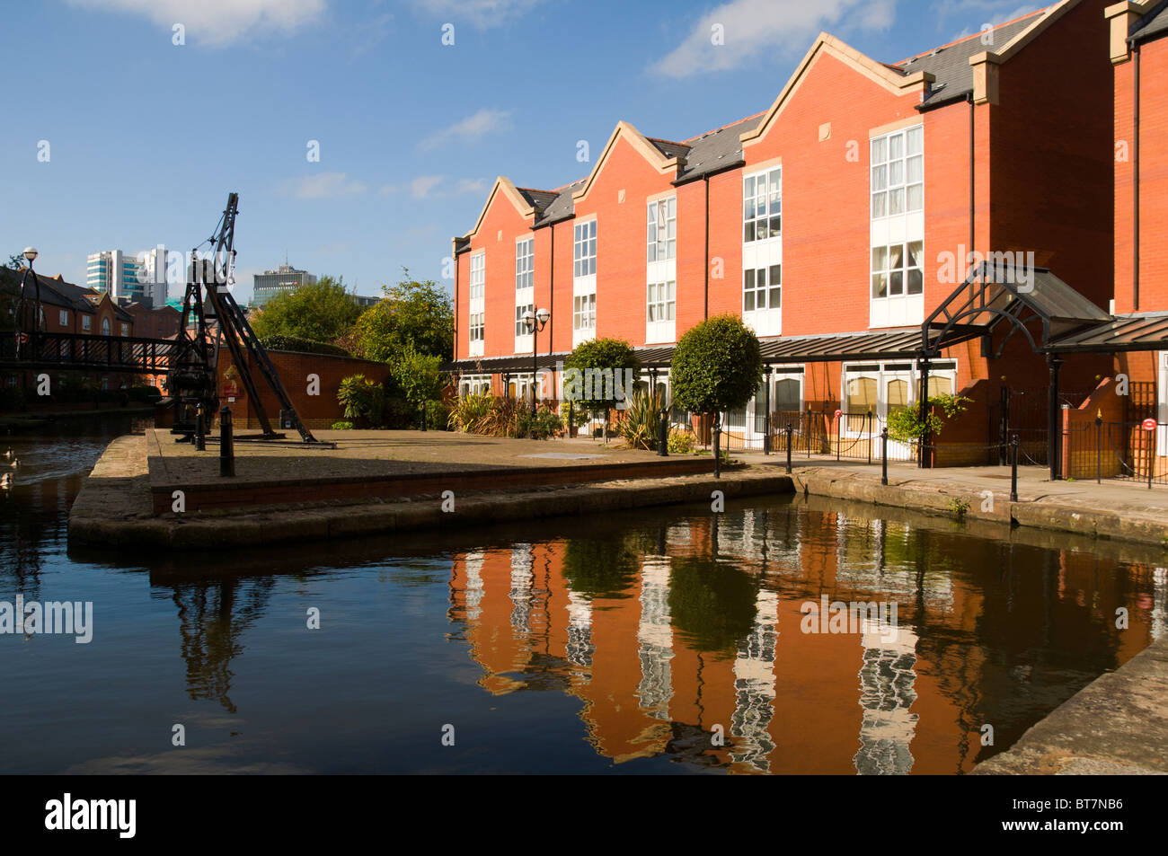 Canal side housing at the Piccadilly Village development, near the city