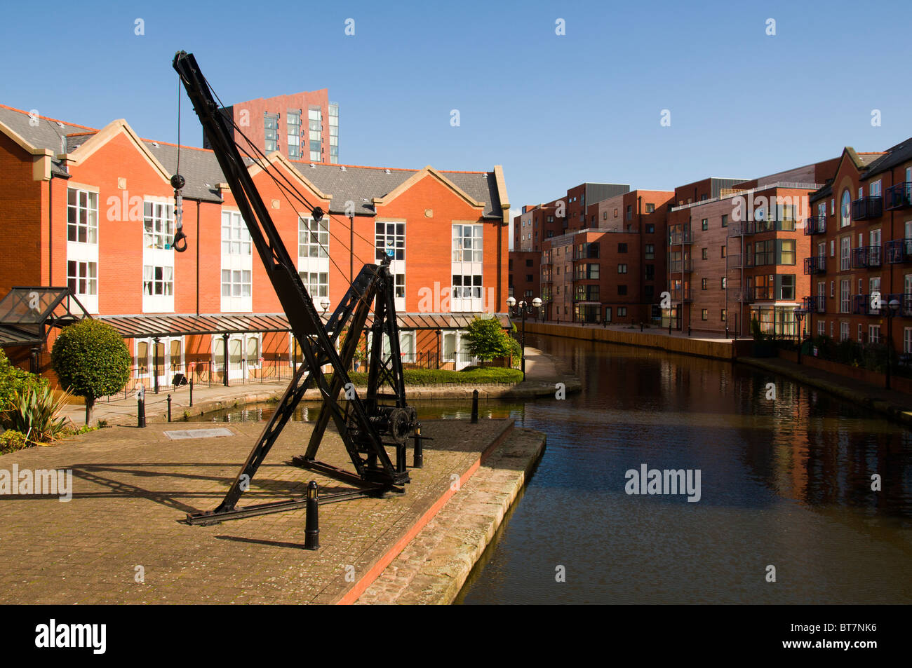 Canal side housing at the Piccadilly Village development, near the city