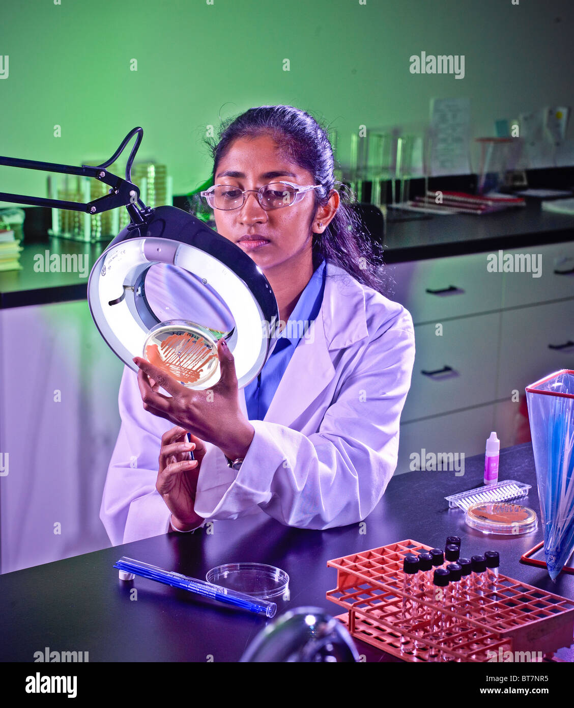 Scientific workers modern lab analysis equipment Stock Photo Alamy