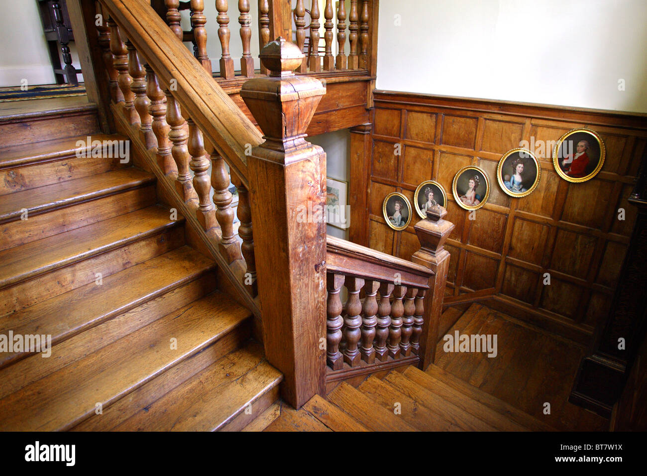Oak staircase in an English manor house Stock Photo - Alamy