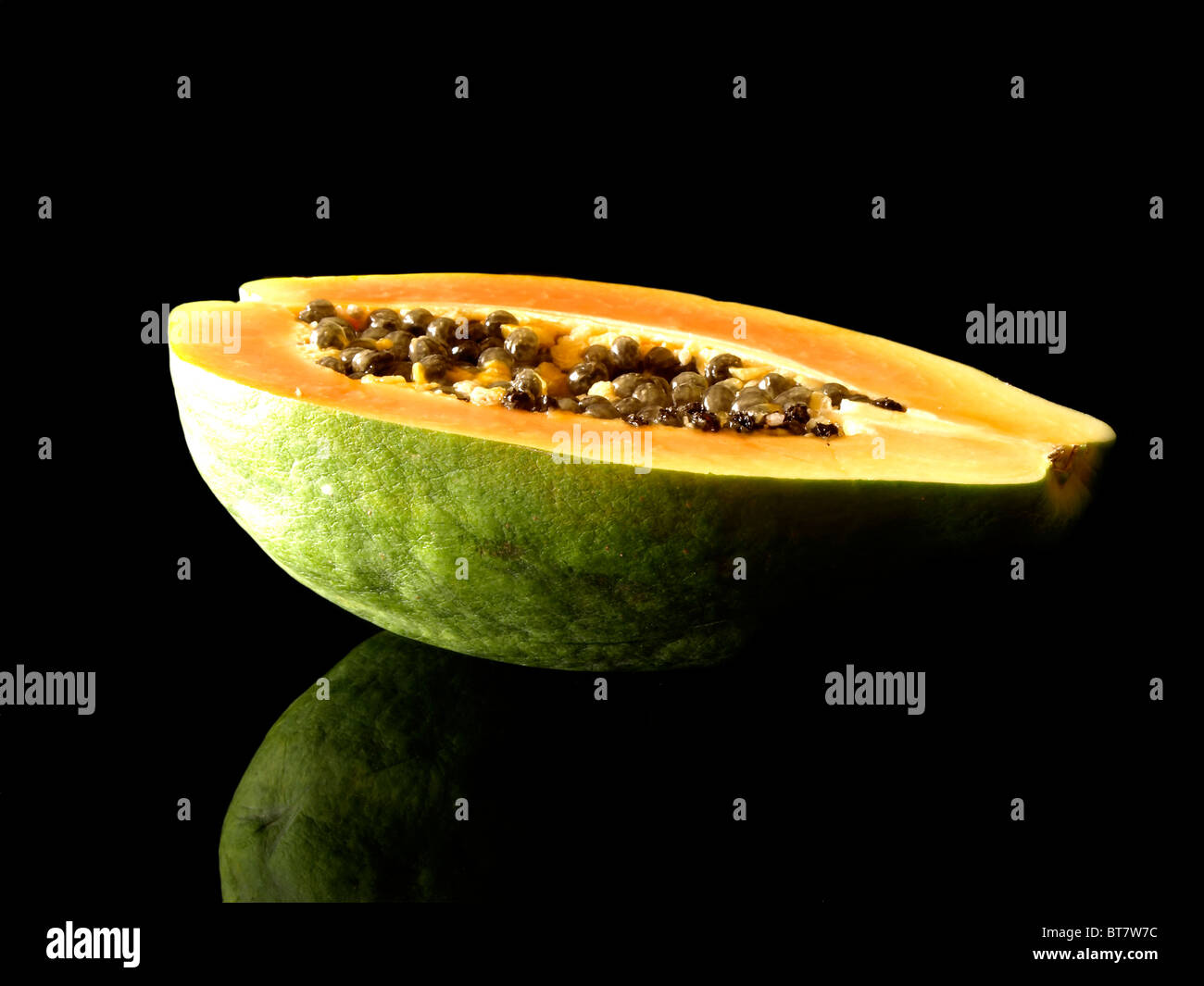 papaya with a black background Stock Photo