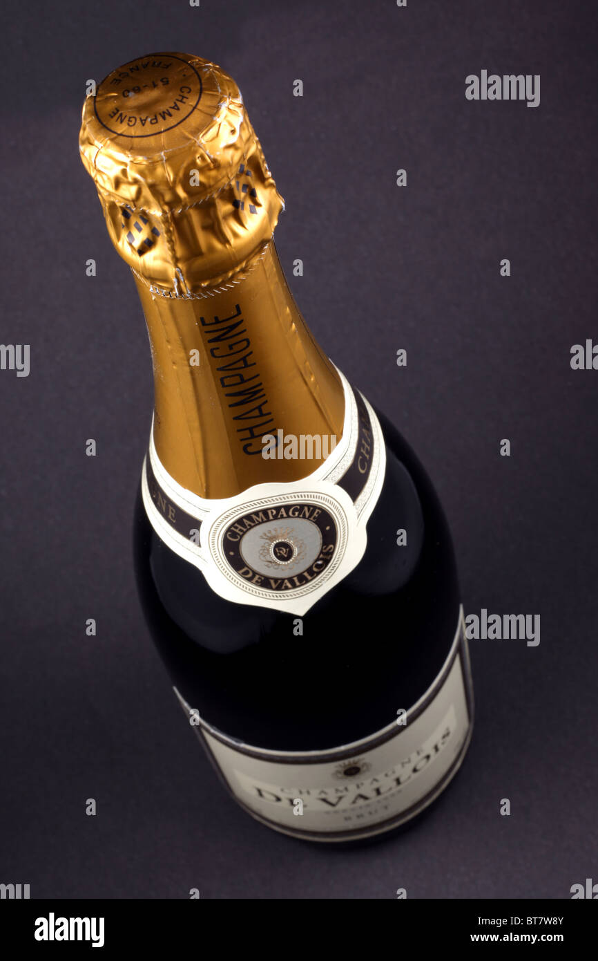 Bottle of De Vallois Champagne. Stock Photo