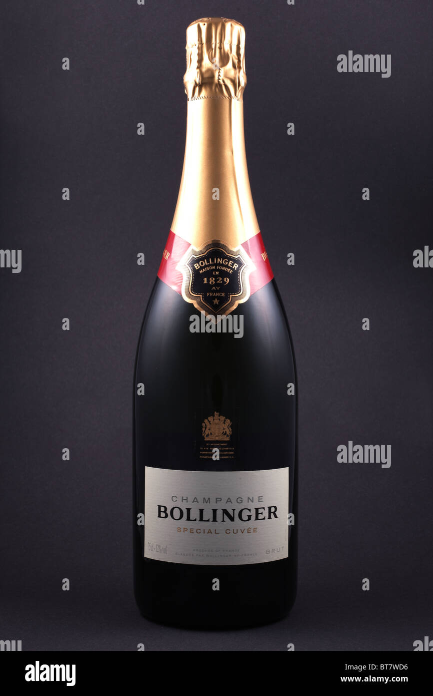 Bottle of Bollinger Special Cuvee Champagne. Stock Photo