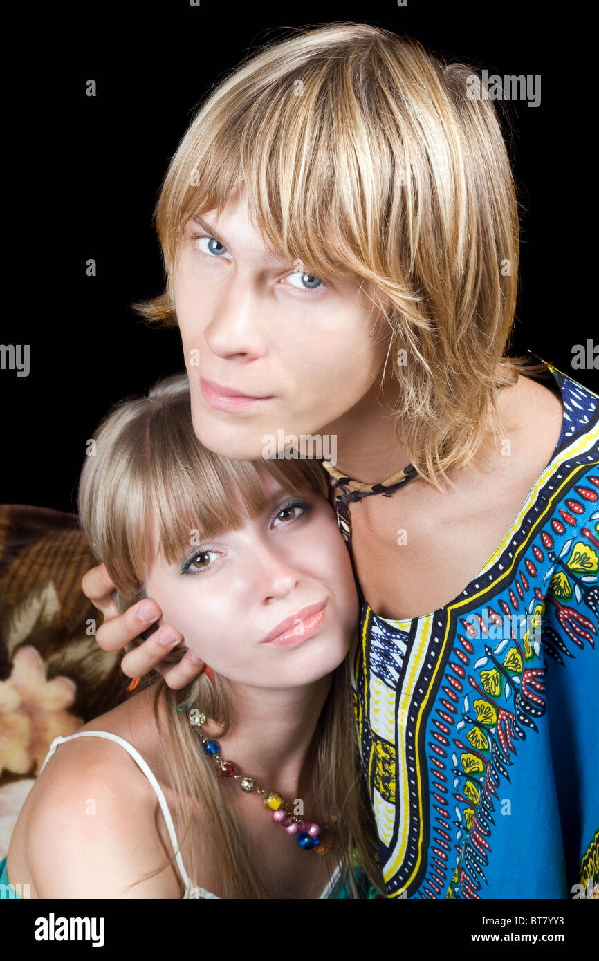 Portrait of the young beauty couple Stock Photo