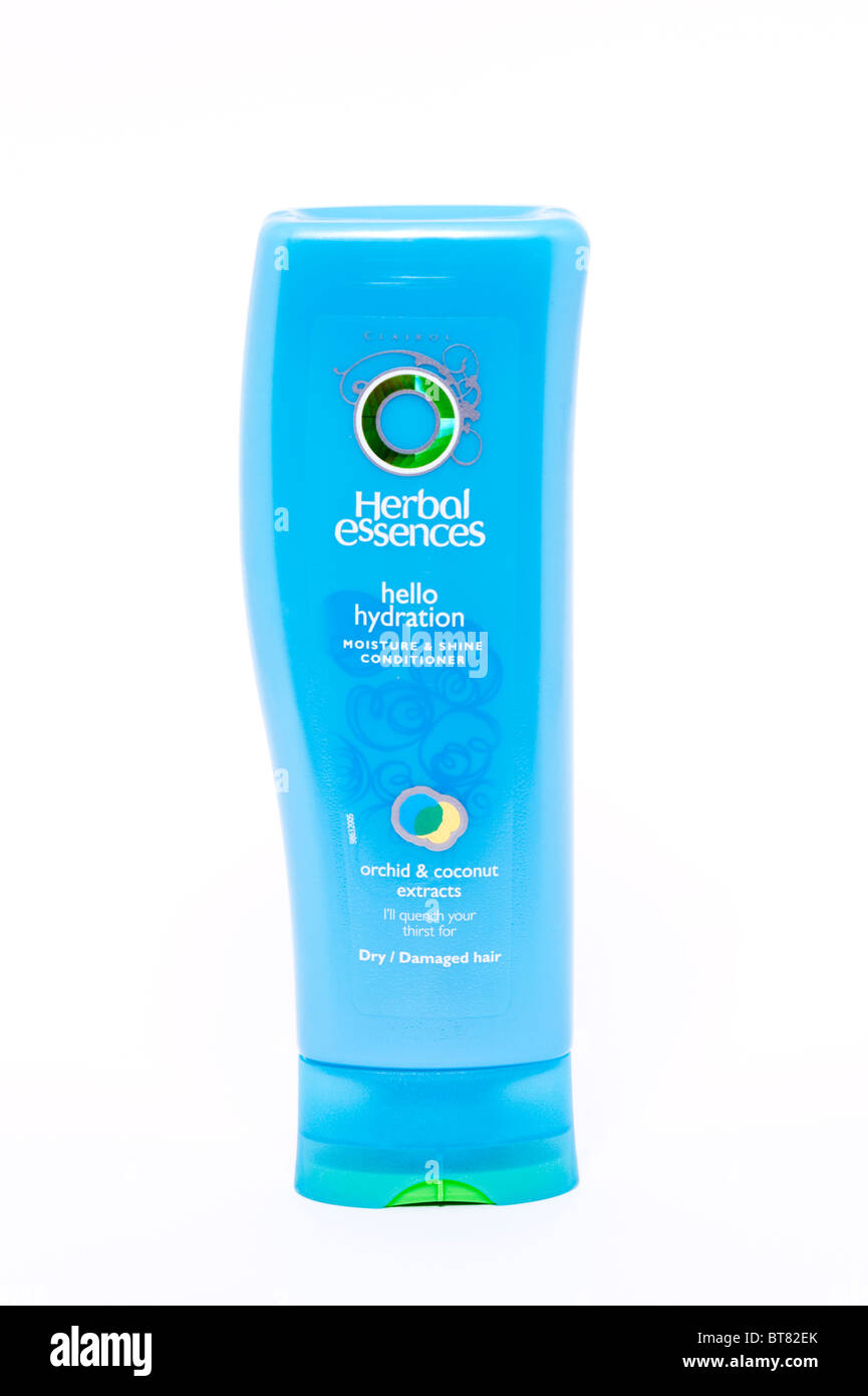 A close up photo of a bottle of Herbal essences hair conditioner against a white background Stock Photo