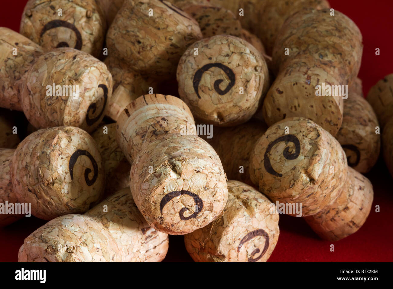 A Macro photograph of wine bottle corks Stock Photo