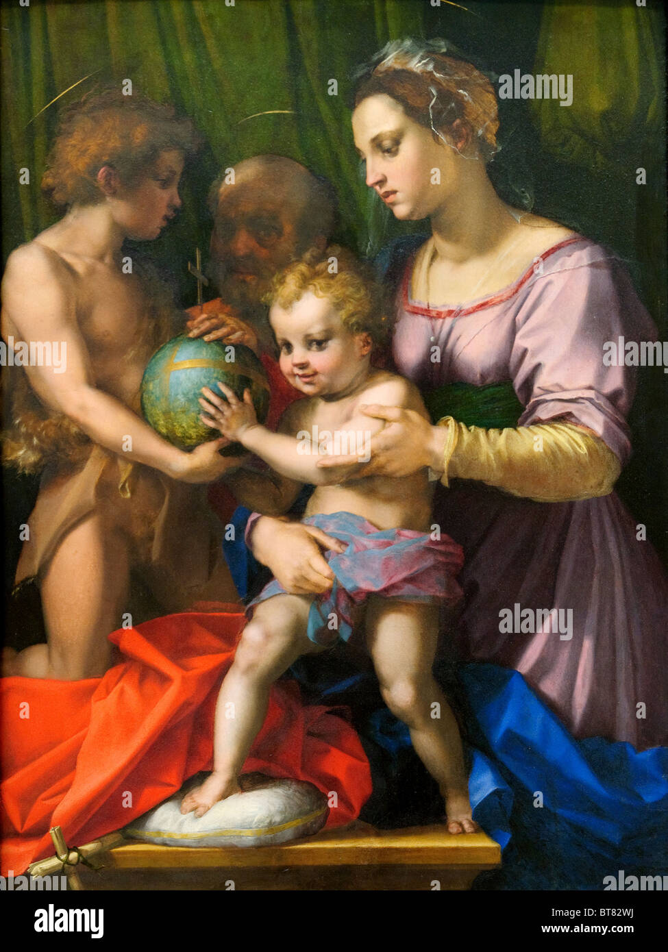 The Holy Family with the Infant Saint John the Baptist, ca. 1530, by Andrea del Sarto Stock Photo