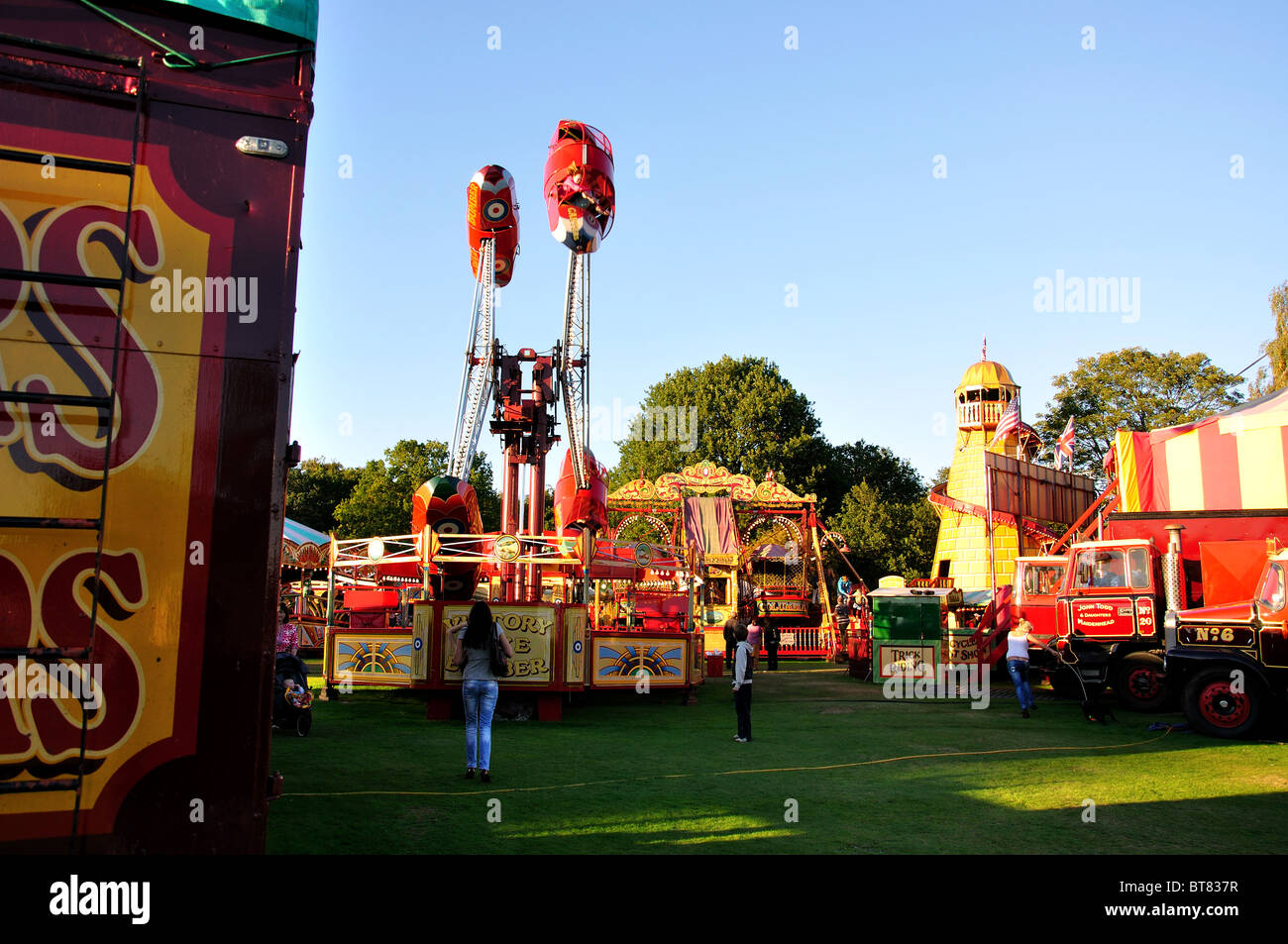 'Dive Bomber' and 'Lighthouse Slip' rides, Carters Steam Fair