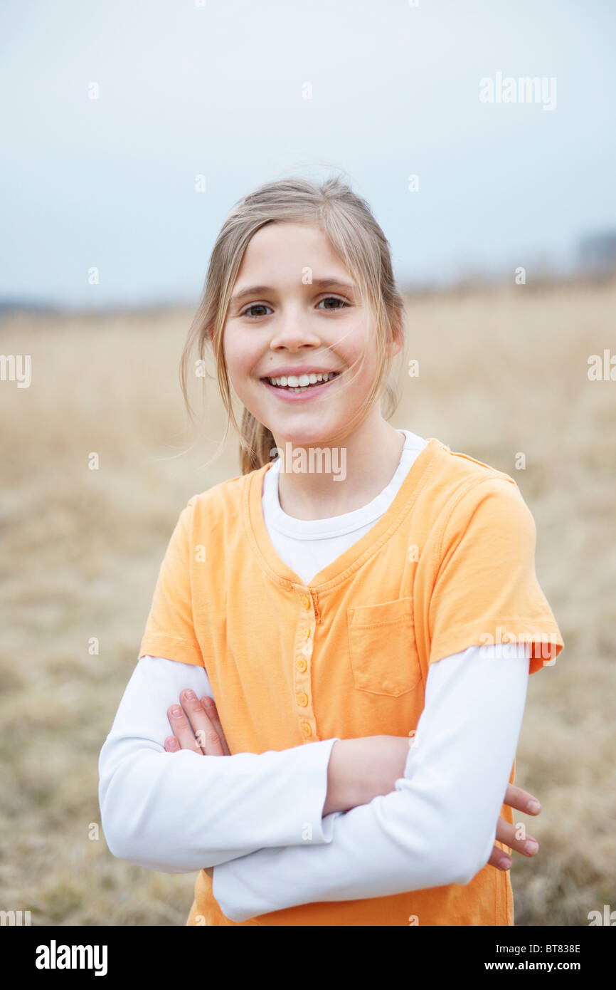 Portrait of a smiling blonde girl Stock Photo - Alamy