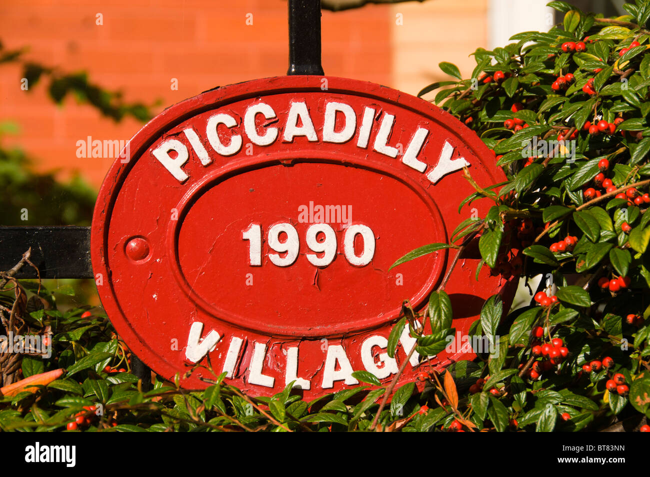 Sign at the Piccadilly Village development, near the city centre of Manchester, England, UK Stock Photo