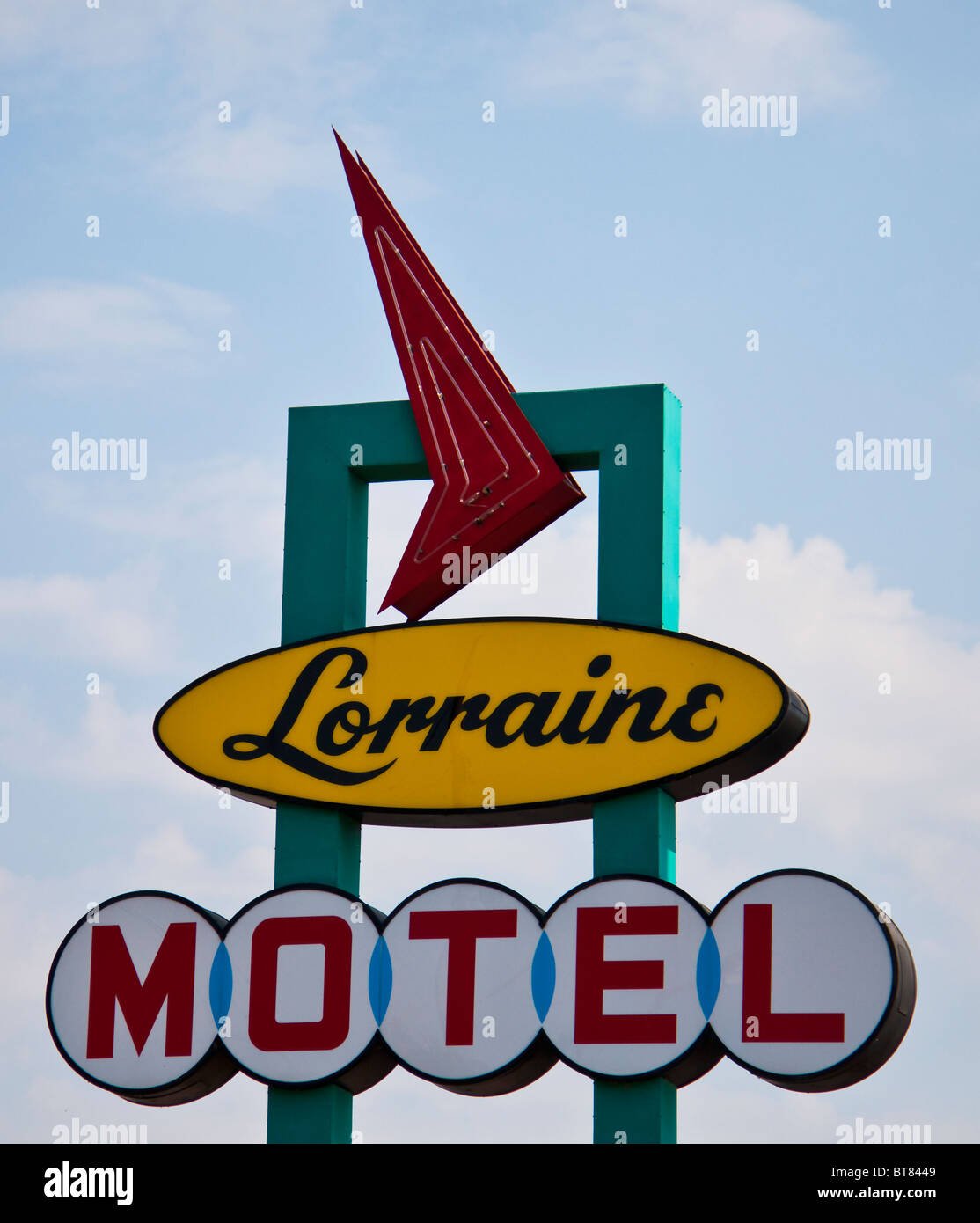 Sign: Lorraine Motel, Memphis, where Dr Martin Luther King Jr was assassinated and is now the National Civil Rights Museum. USA Stock Photo