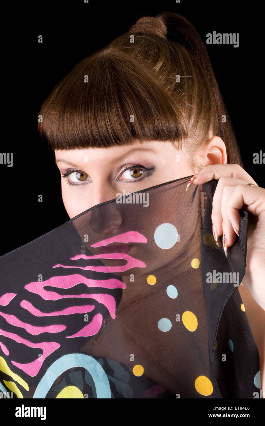 portrait of the young woman. Isolated on black background Stock Photo ...