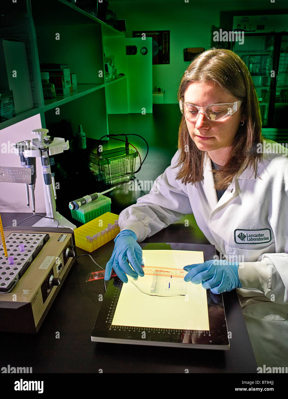 Scientific workers modern lab analysis equipment Stock Photo Alamy