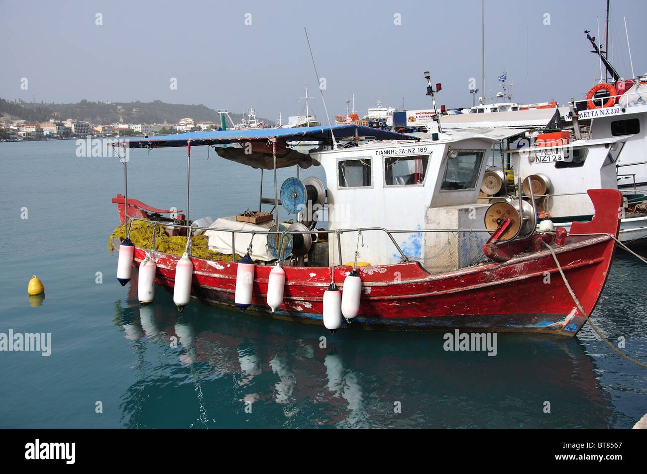 Fishing boat in harbour, Zakynthos Town, Zakynthos, Ionian Islands, Greece Stock Photo