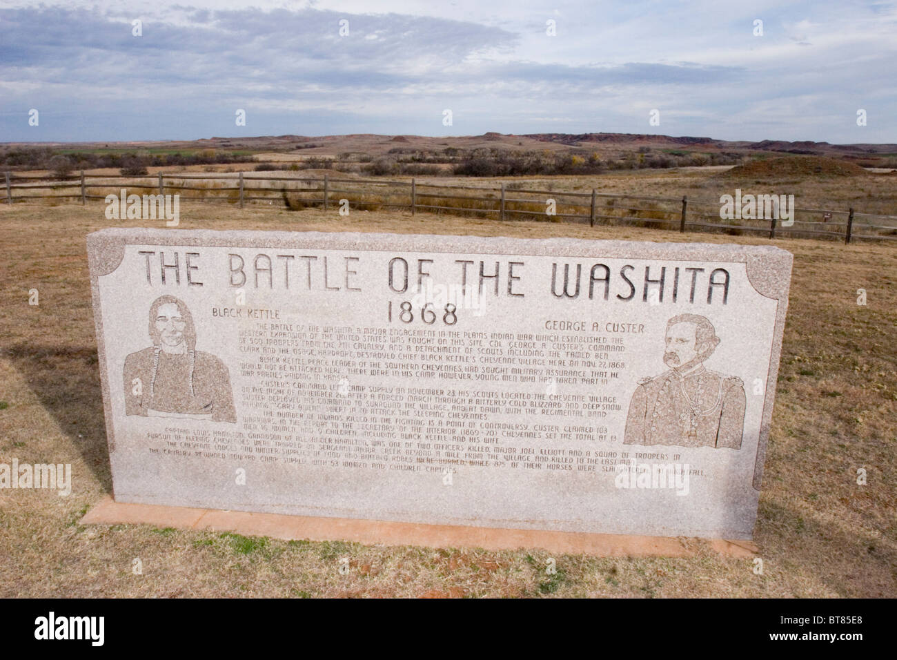 The Washita River where Chief Black Kettle and his band of Southern Cheyenne wintered in 1868 and were massacred by Custer. Stock Photo
