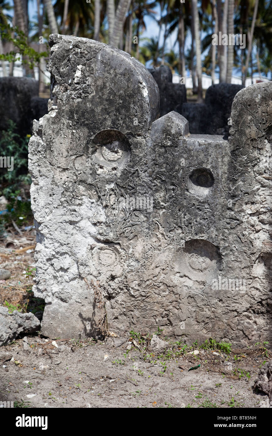 Paje, Zanzibar, Tanzania. Medieval Graves, Showing Indentations for Missing Ceramic Plates. Stock Photo