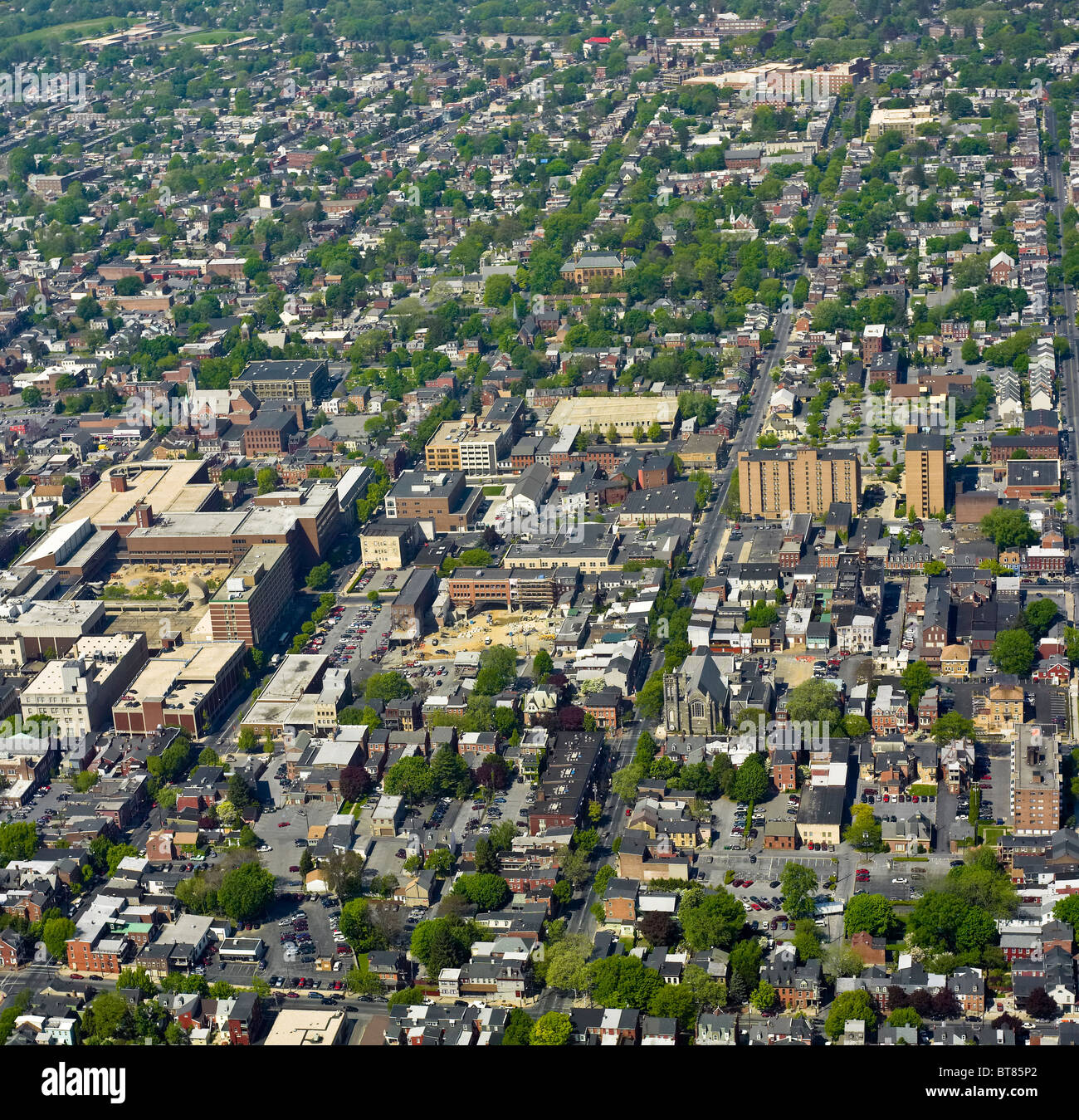 Aerial view Lancaster city, PA Stock Photo Alamy