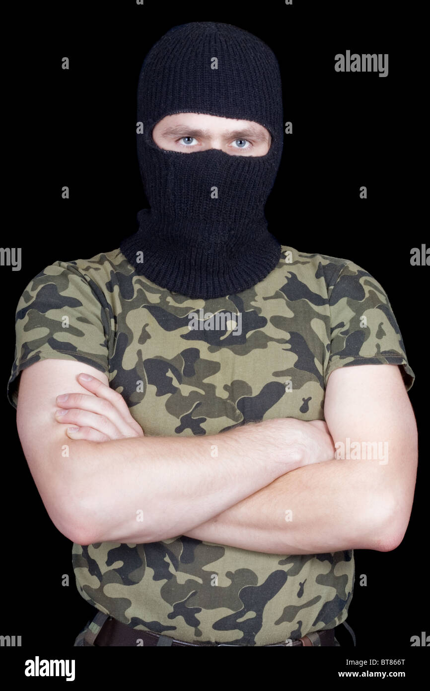 The man in a black mask over black Stock Photo Alamy