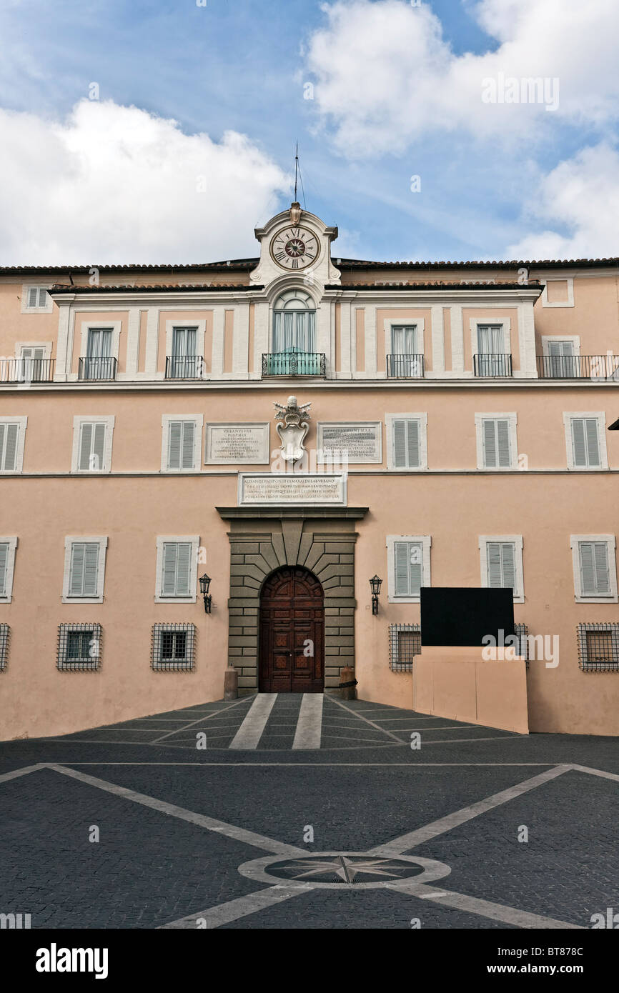 The front facade of the Papal Summer Palace in Castel Gandolfo, Carlo Maderno architect Stock Photo