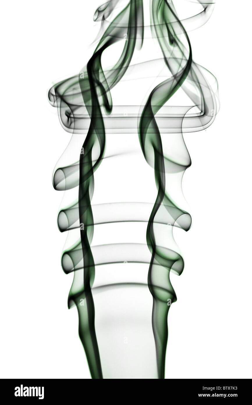 Abstract green smoke. Isolated on white background Stock Photo - Alamy