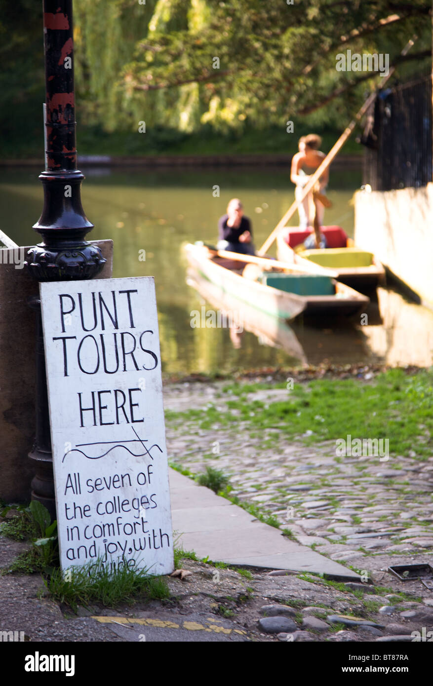 Sign for Punting on the Cam in Cambridge Stock Photo