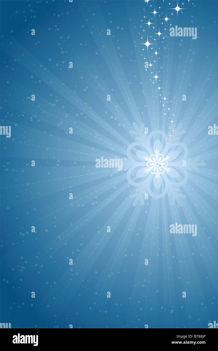 Abstract Blue Christmas Snowflake Background with rays Stock Photo - Alamy