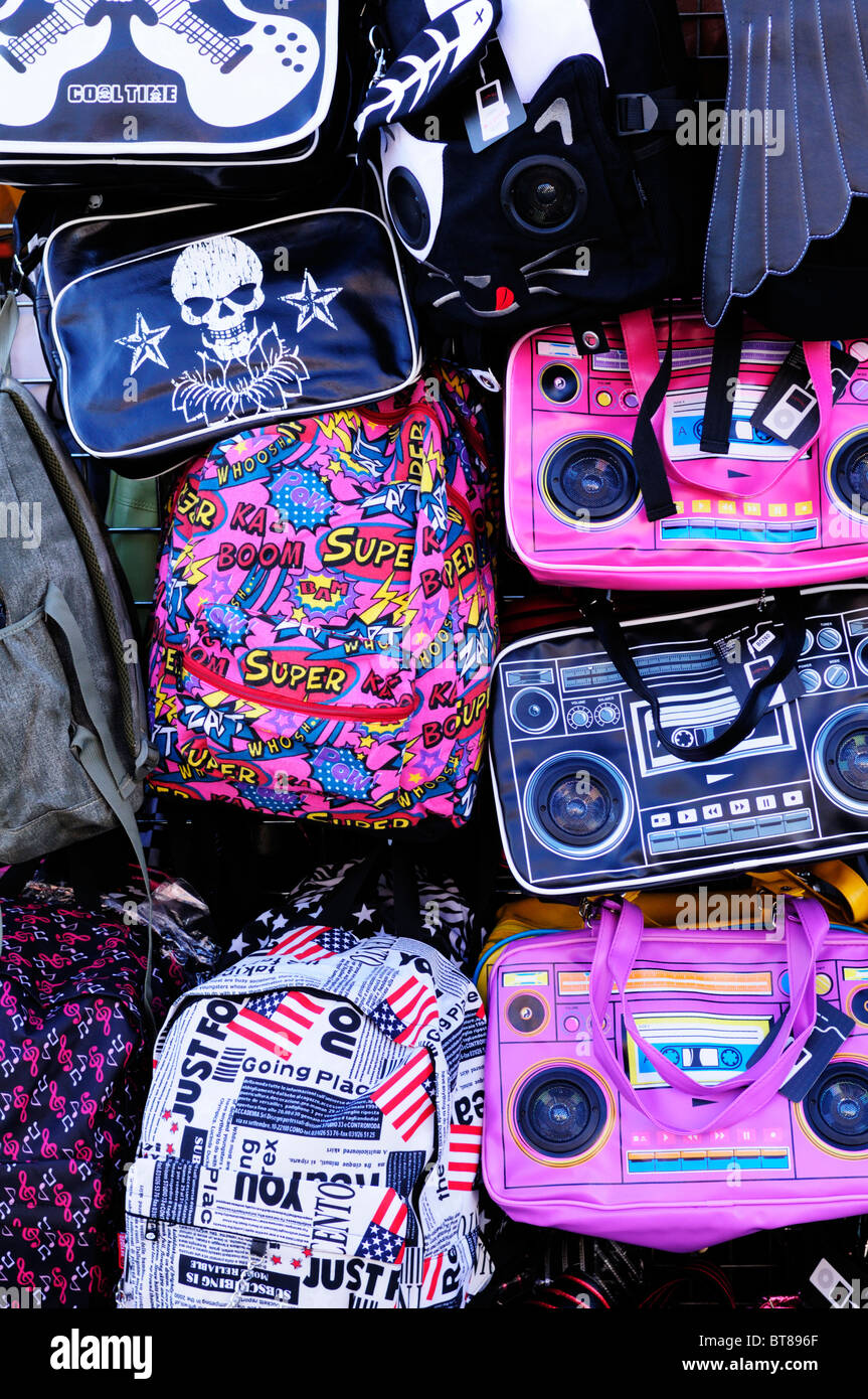 Bags for sale on Camden High Street, London, England, UK Stock Photo Alamy