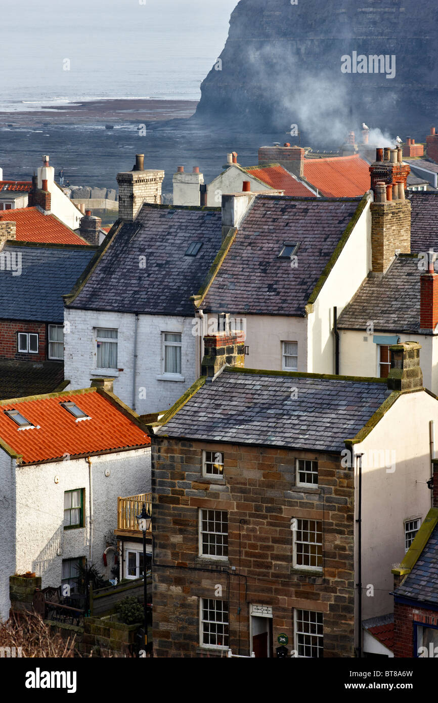 The seaside village of Staithes, North Yorkshire coast. Winter. Stock Photo