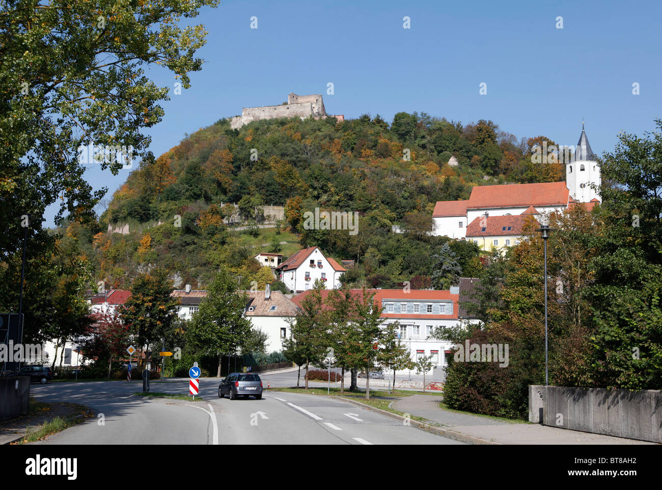 View of the castle ruins in Donaustauf, Bavaria, Germany, Europe Stock Photo