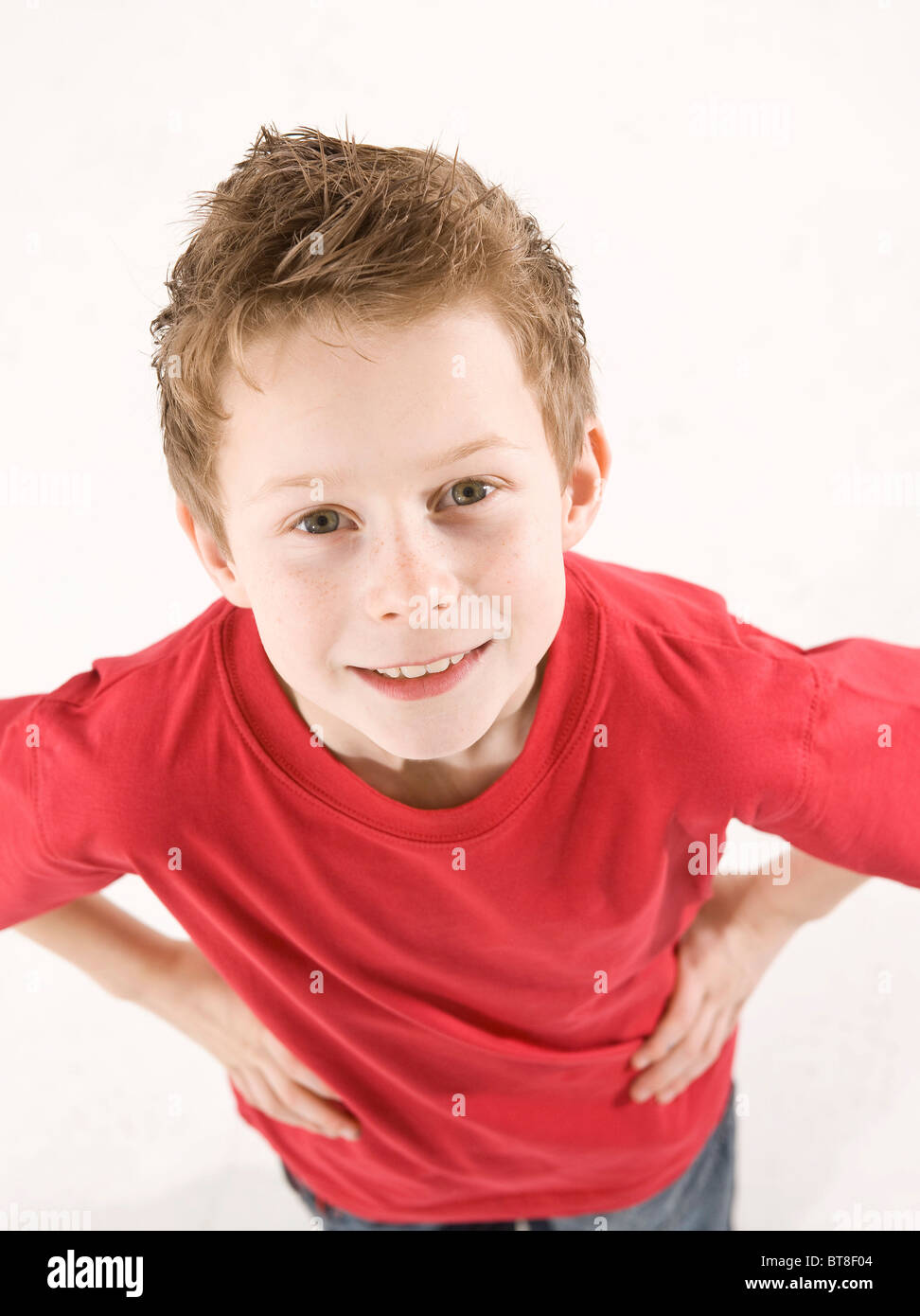 Potrait of a boy looking up Stock Photo